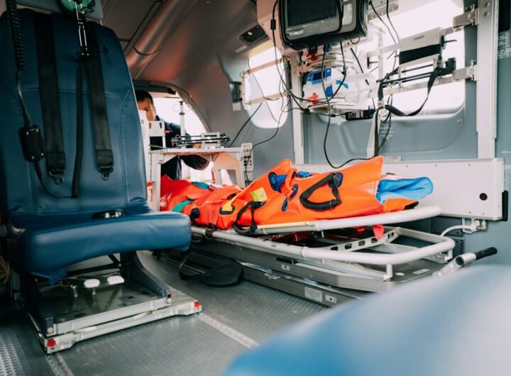 an ambulance is loaded with medical equipment and supplies